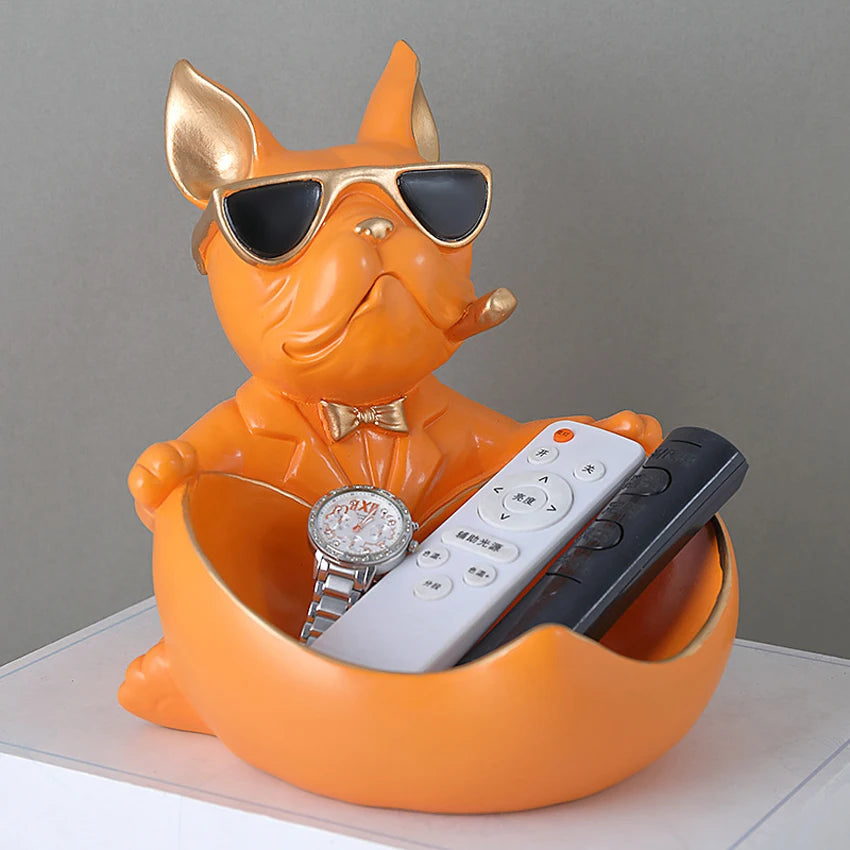 Stylish Bulldog Resin Figurine – Decorative Dog Statue & Functional Storage Box