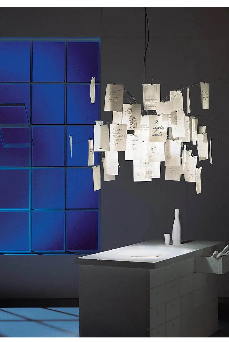 Postmodern Chrome Paper Chandelier for Living Rooms & Bedrooms