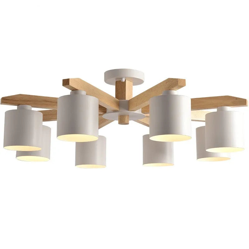 Wooden Chandelier with Iron Lamp Shade – Ideal for Kitchens & Children’s Rooms