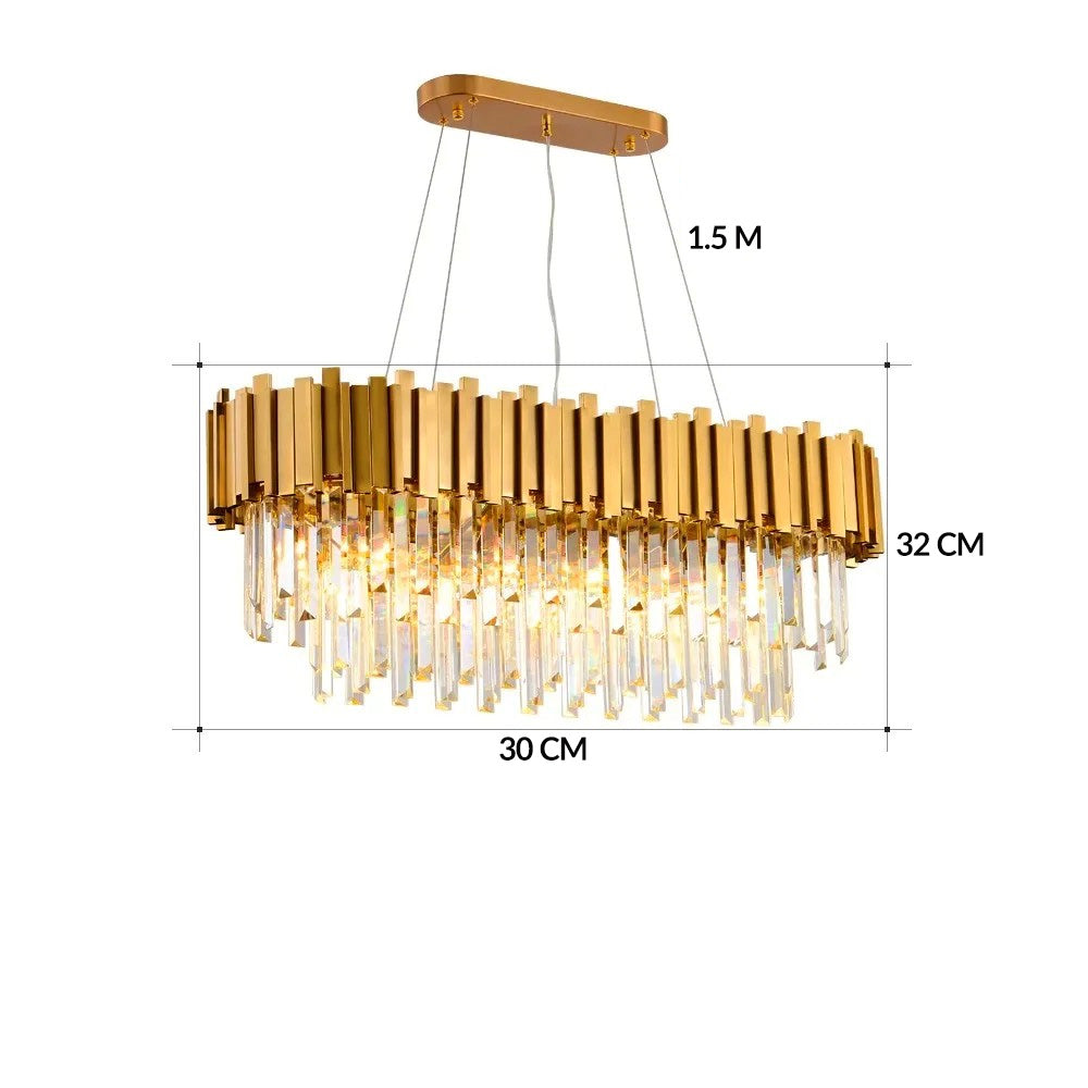 Modern Gold & Black Crystal Chandelier LED Pendant Light for Living Room & Hotel Elegance