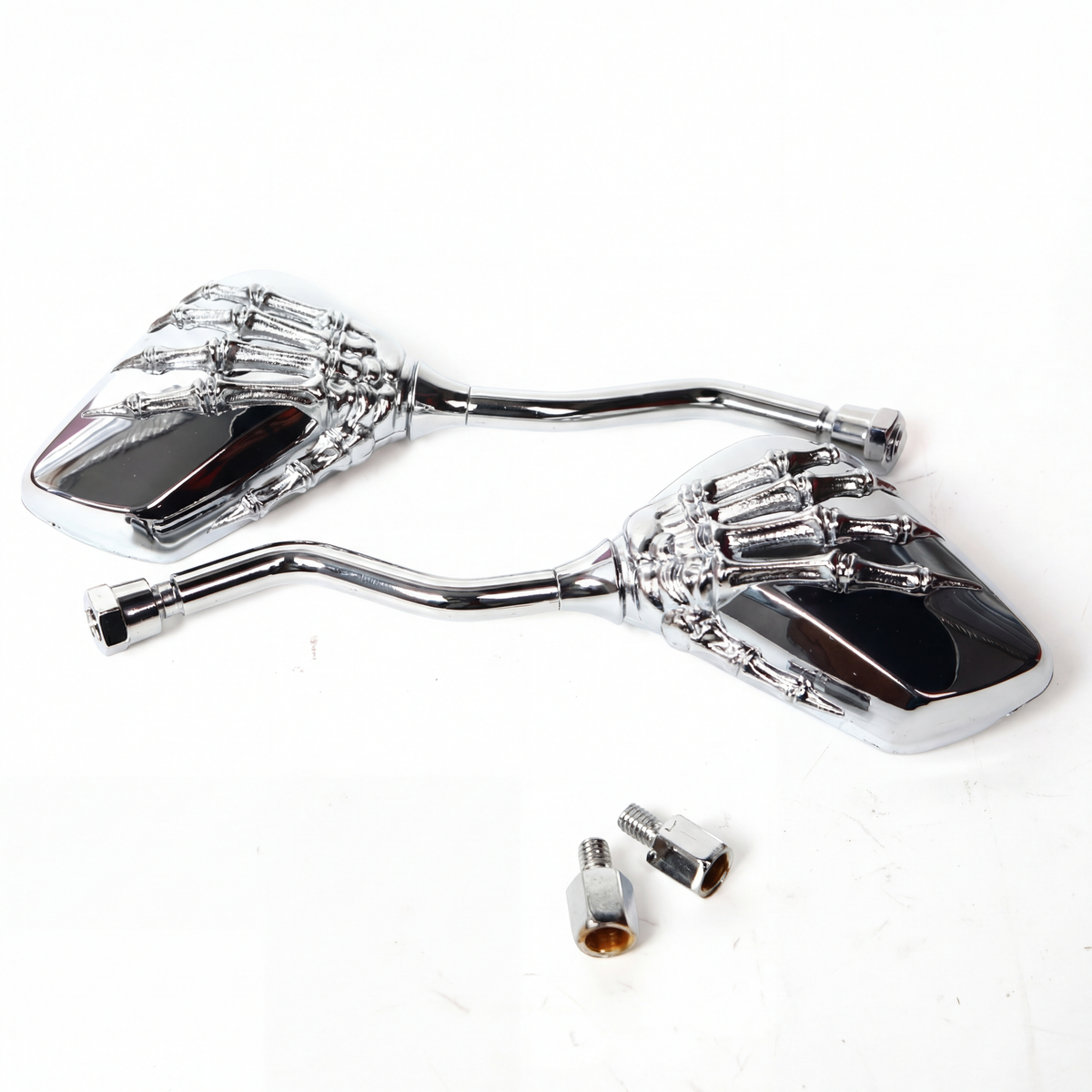 Skull Style Motorcycle Rear View Mirrors for Street & Cruiser Bikes