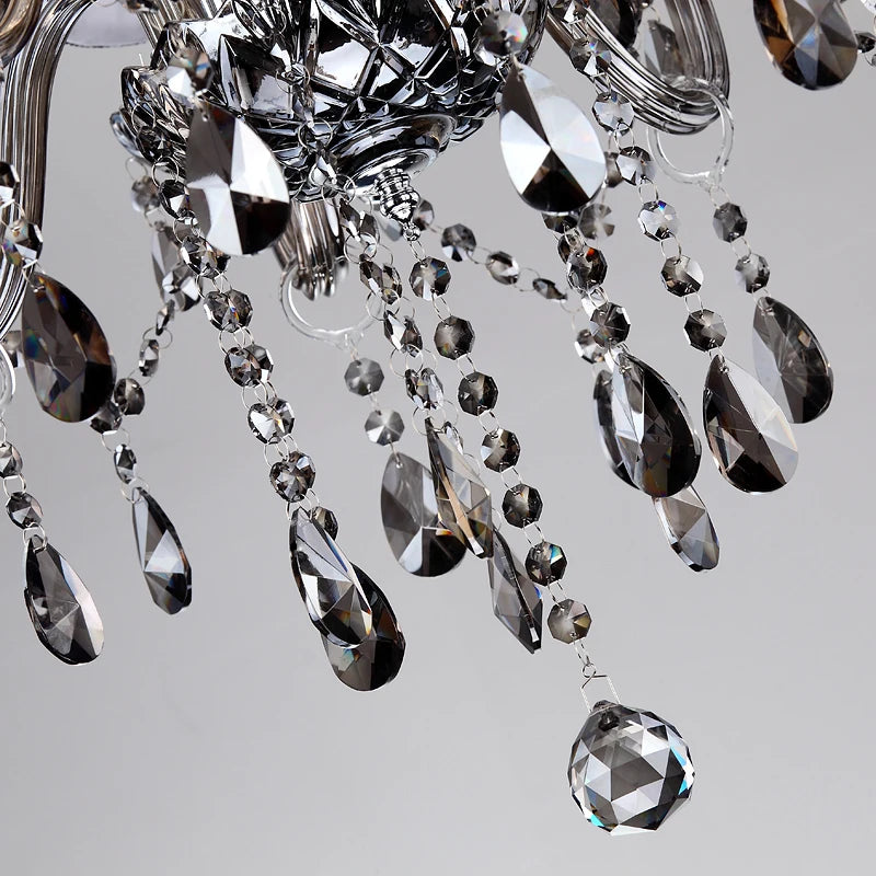 Luxury Smoky Grey Crystal Chandelier for Living Room & Bedroom