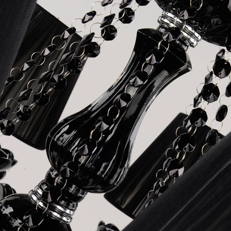 Sleek Black LED Crystal Chandelier – A Contemporary Ceiling Light for Living Room & Kitchen