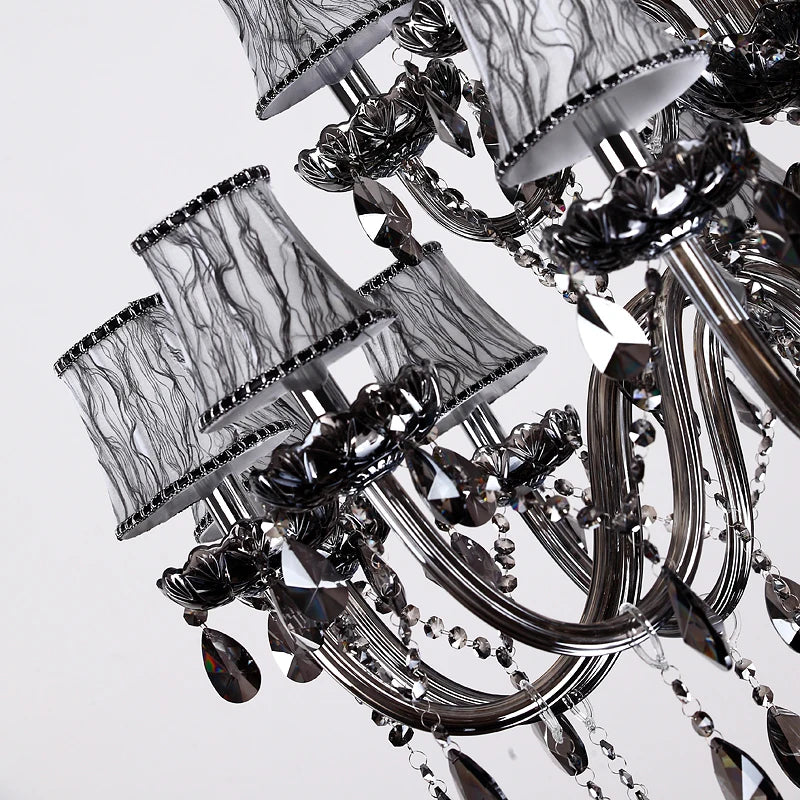 Luxury Smoky Grey Crystal Chandelier for Living Room & Bedroom
