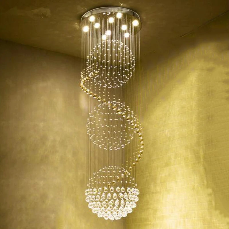 Spiral Crystal LED Chandelier for Sophisticated Interiors