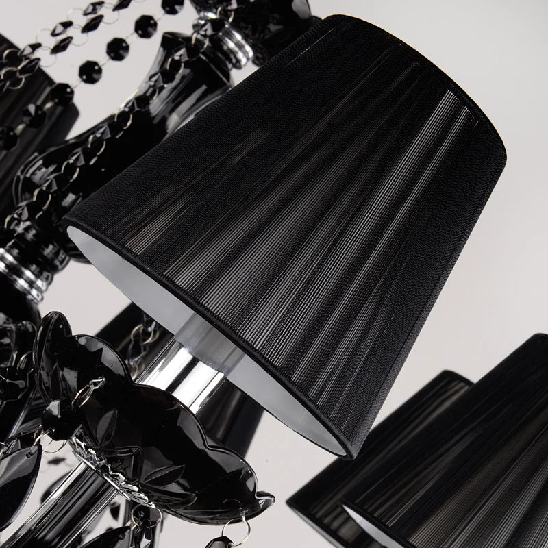 Sleek Black LED Crystal Chandelier – A Contemporary Ceiling Light for Living Room & Kitchen