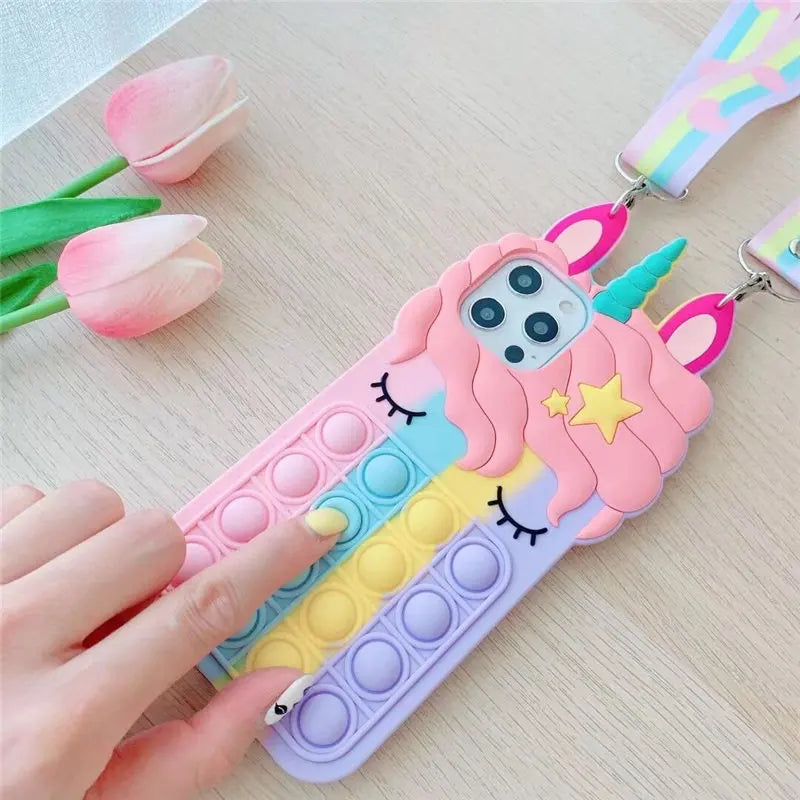 iPhone Case with Autism Sensory Fidget Strap for 11-15 Pro Max, XS, XR, 8, 7 - Adorably Functional!