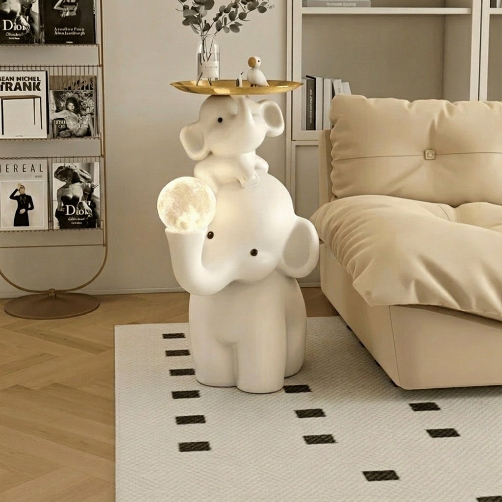 Elephant Side Table Shelf For Living Room & Modern Household Décor