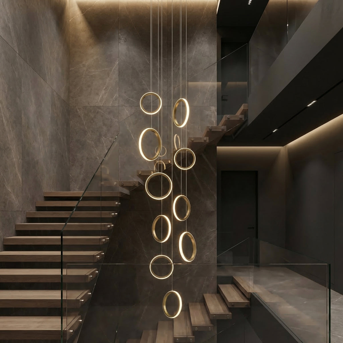 Luxury Chic Circular Pendant Lamp for Staircase