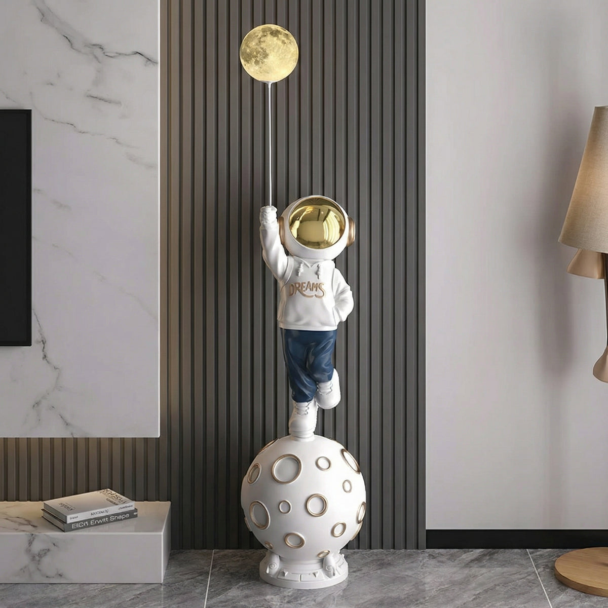 Modern Resin Astronaut Floor Lamp Statue for Living Room & Home Decor