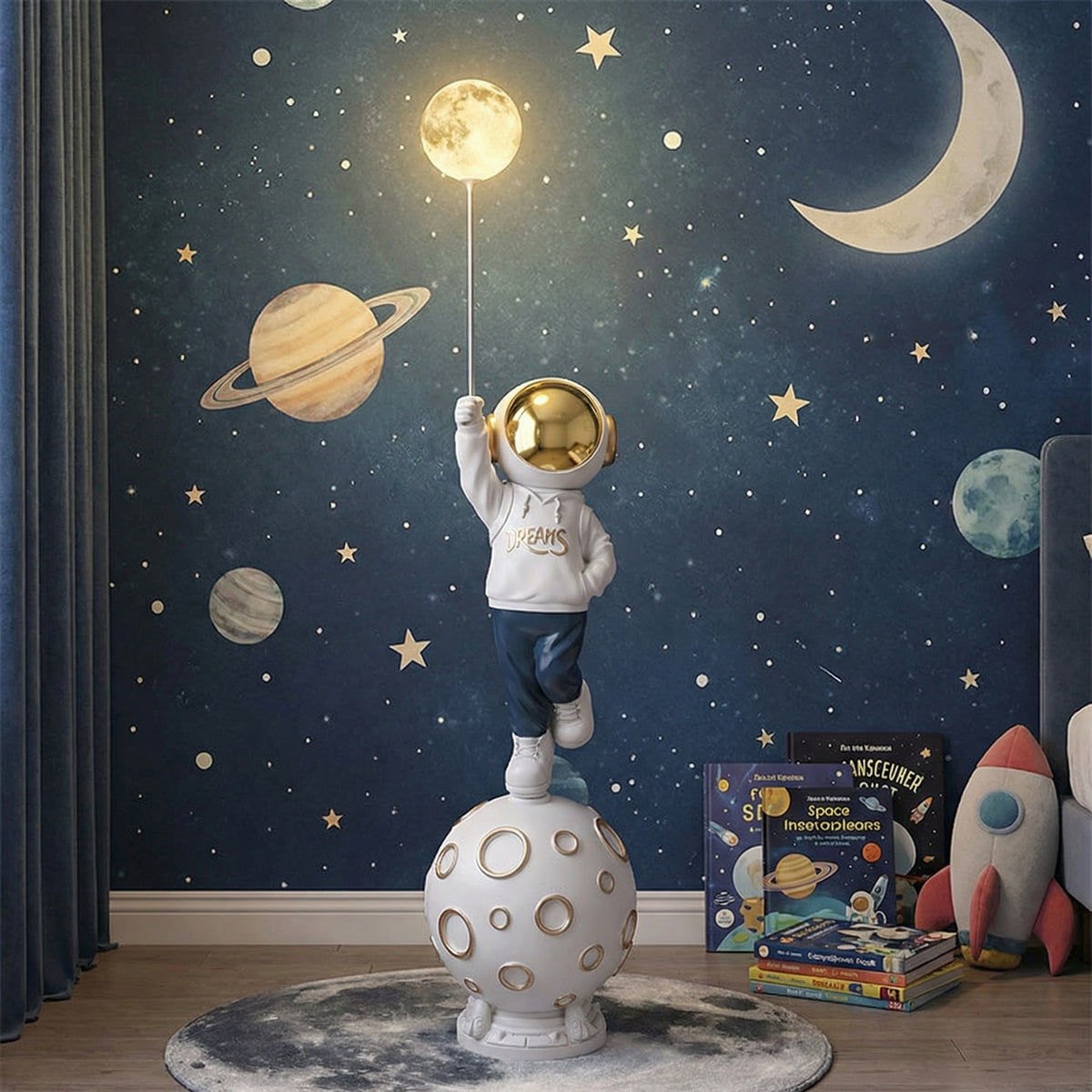 Modern Resin Astronaut Floor Lamp Statue for Living Room & Home Decor