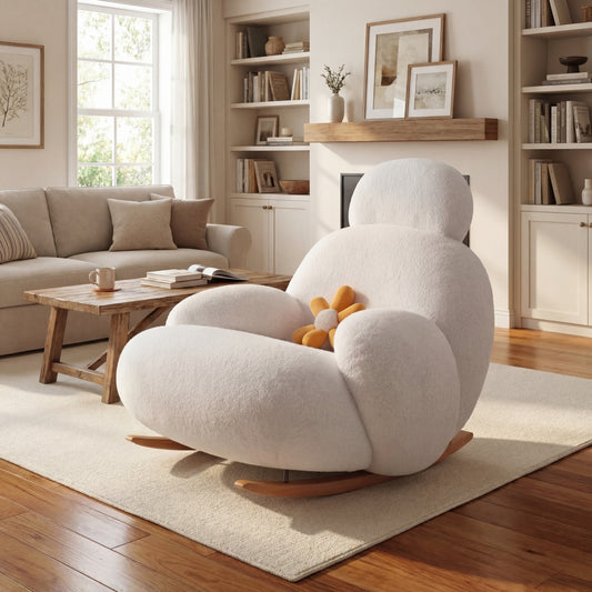 Luxury Fluffy Recliner White Lounge Chair for Living Room