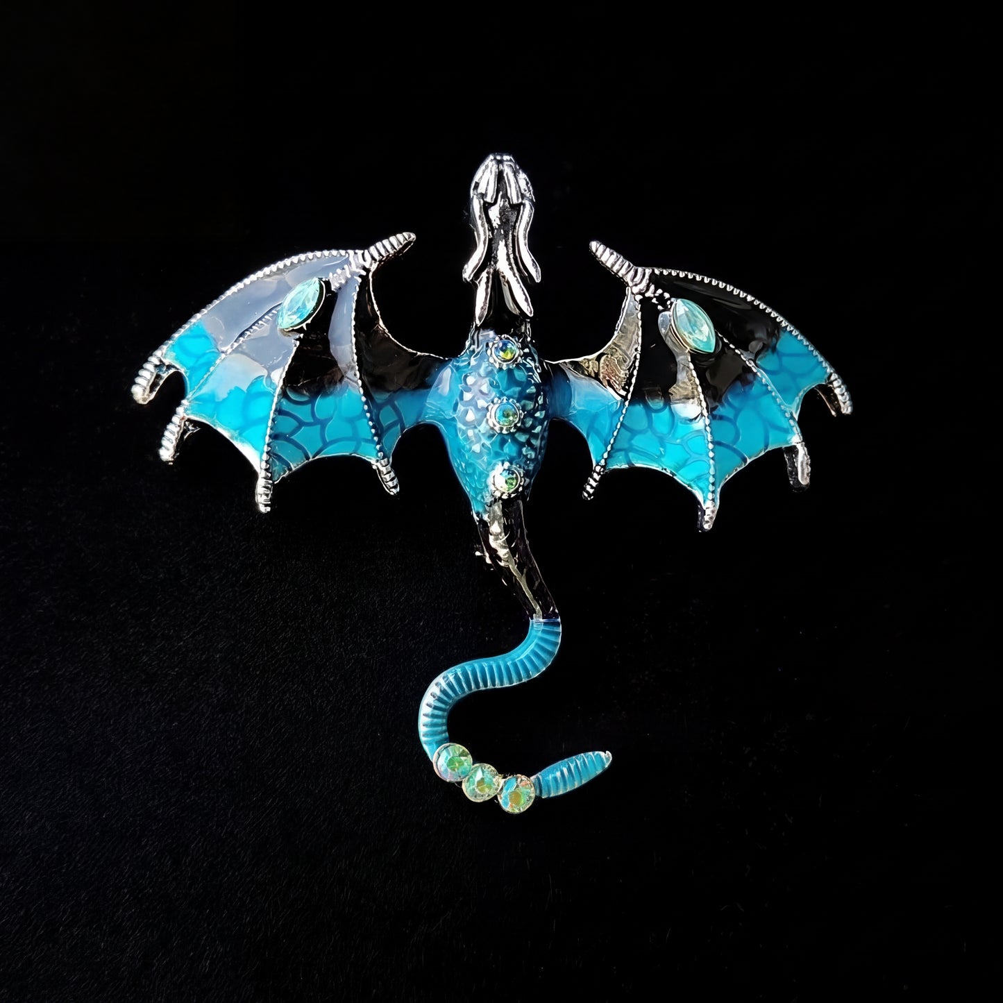 Premium Enameled Dragon Brooch Custom Diamond Animal Pin