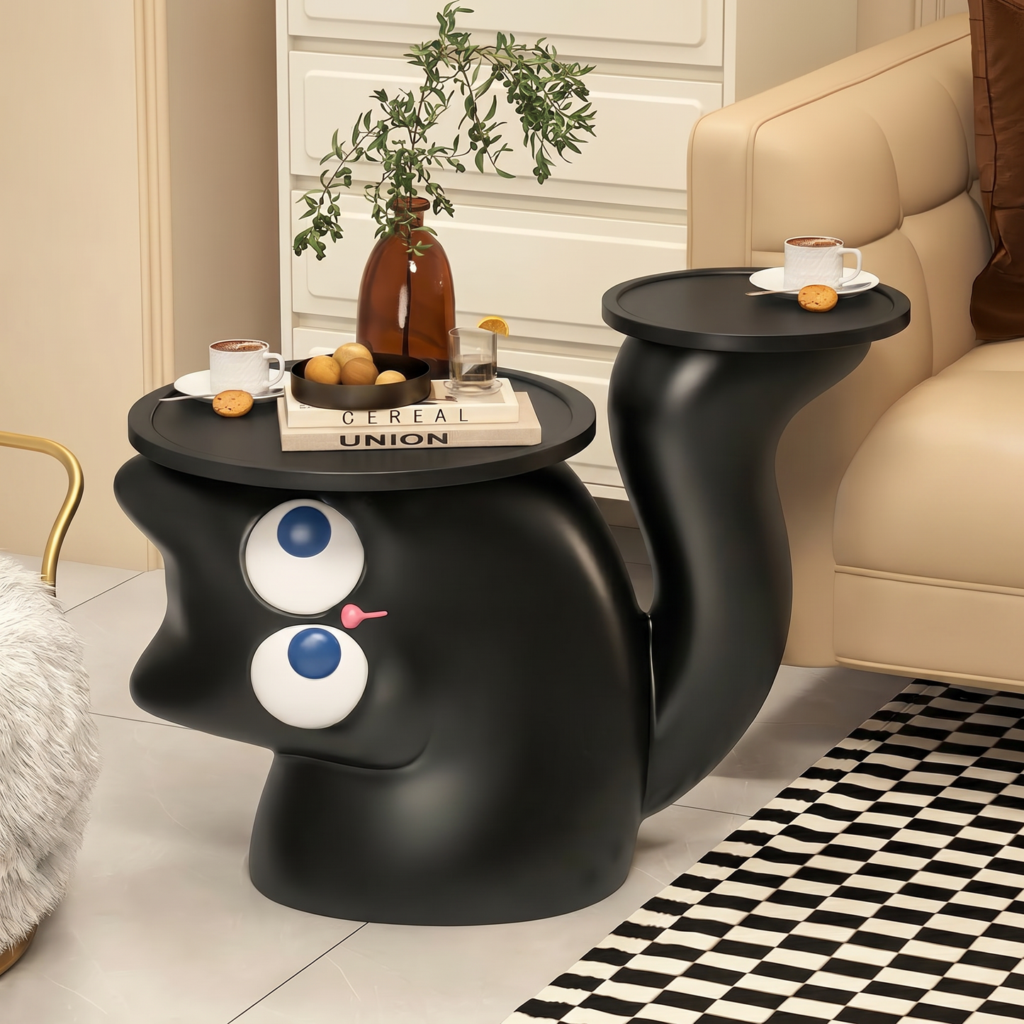 Cat Side Table with Storage Tray For Living Room & Home Décor