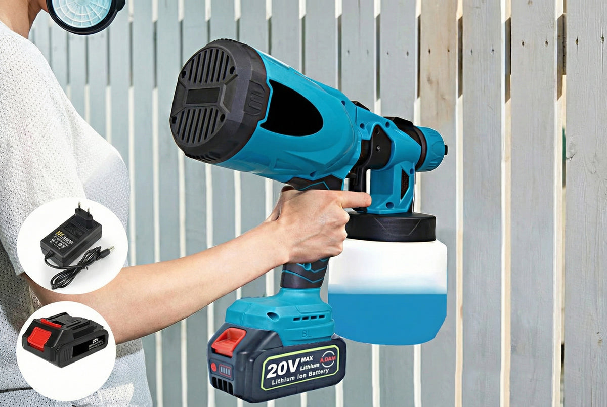 Heavy Duty Cordless Spray Gun HVLP Paint Sprayer for Steel, Wood & Cars