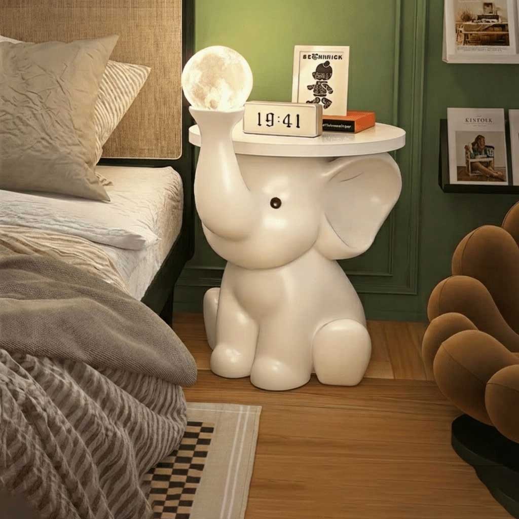 Elephant Side Table Shelf For Living Room & Modern Household Décor