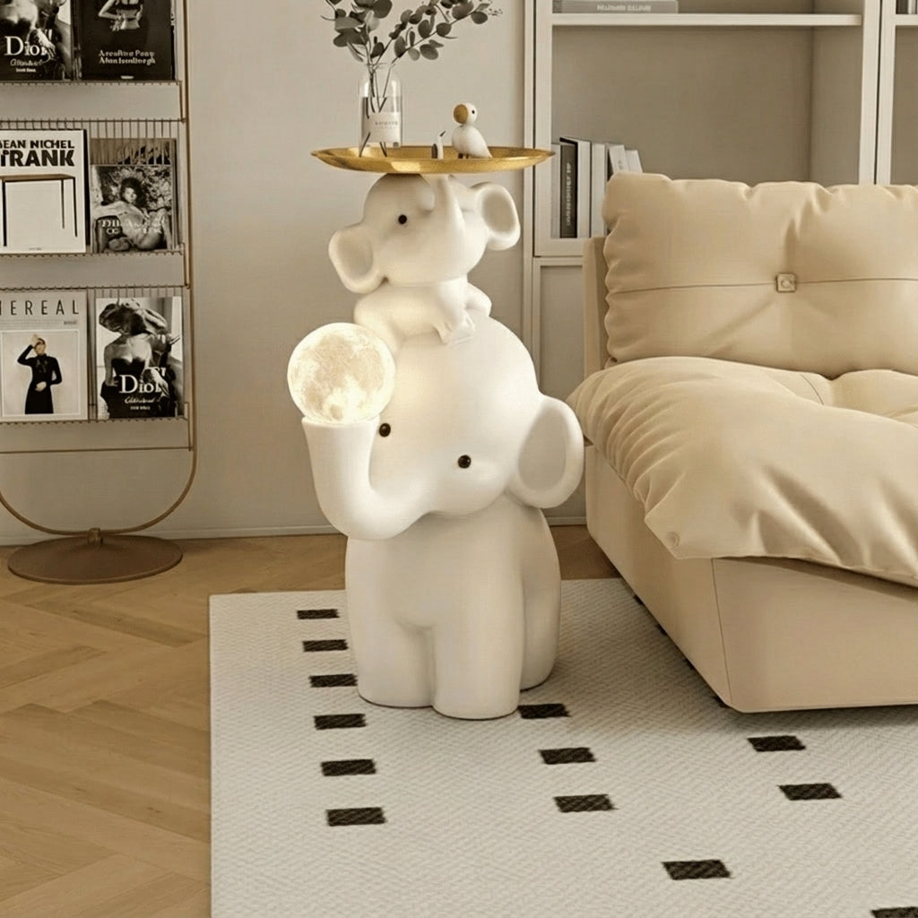 Elephant Side Table Shelf For Living Room & Modern Household Décor