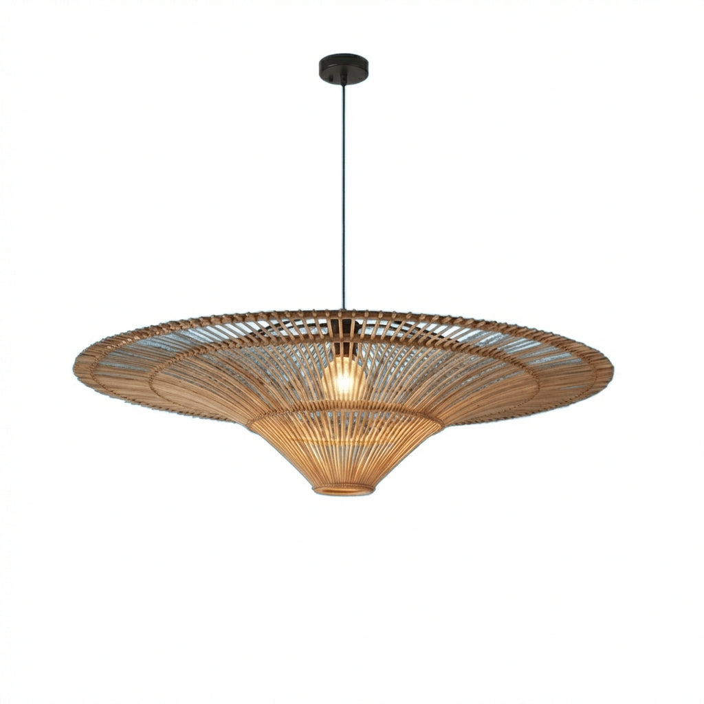 Bohemian Wicker Straw Hat Lamp for Living Room, Restaurant & Shop Decor