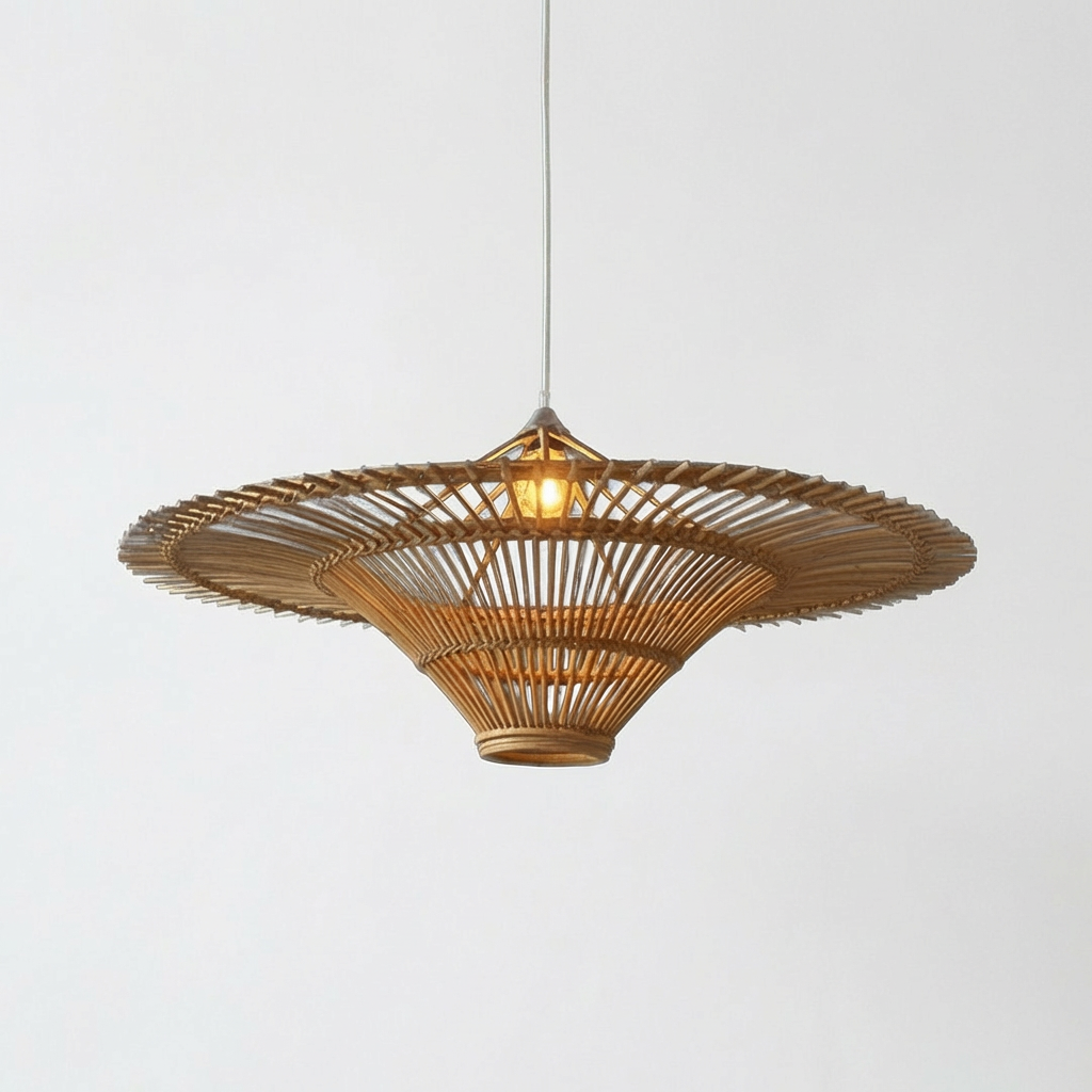 Bohemian Wicker Straw Hat Lamp for Living Room, Restaurant & Shop Decor