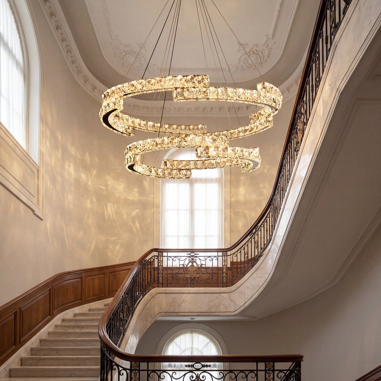 Luxury Crystal Chandelier for Staircase & High Ceiling Homes