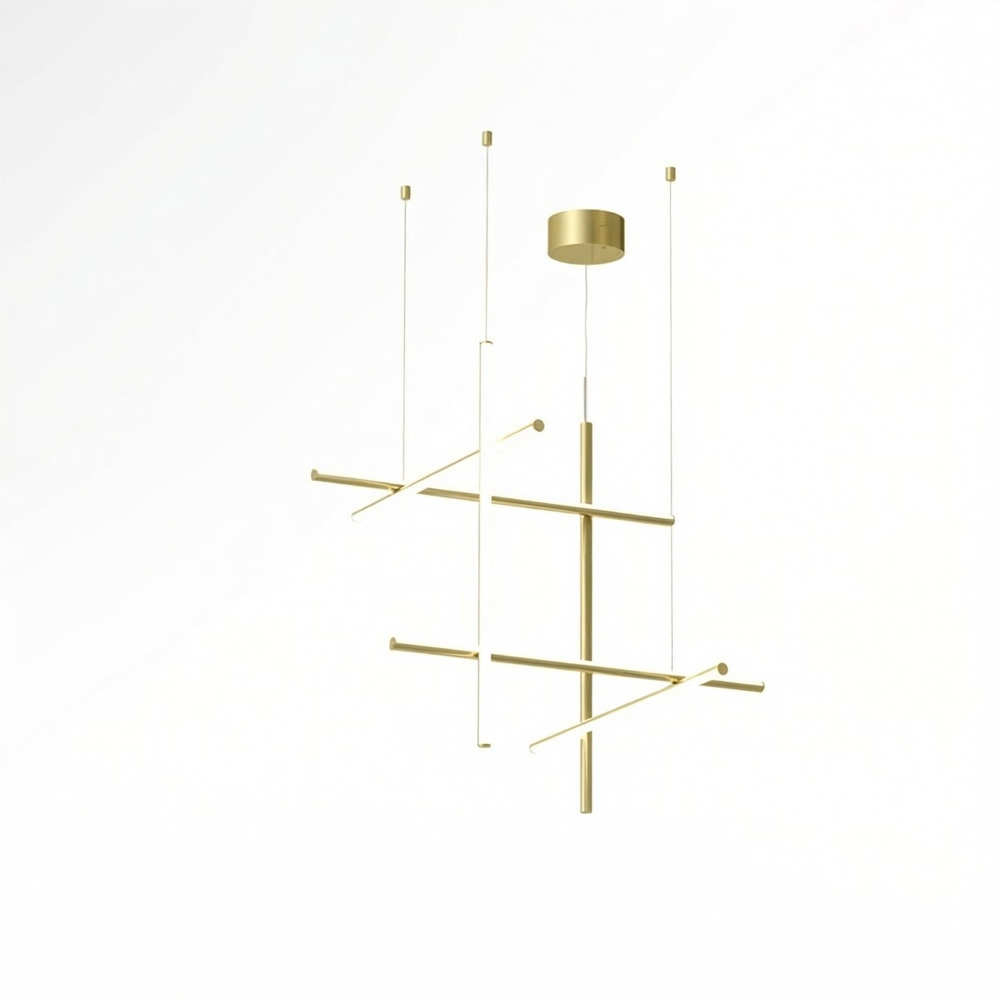 Luxury Italian Gold Tube LED Chandelier for Kitchen & Living Spaces