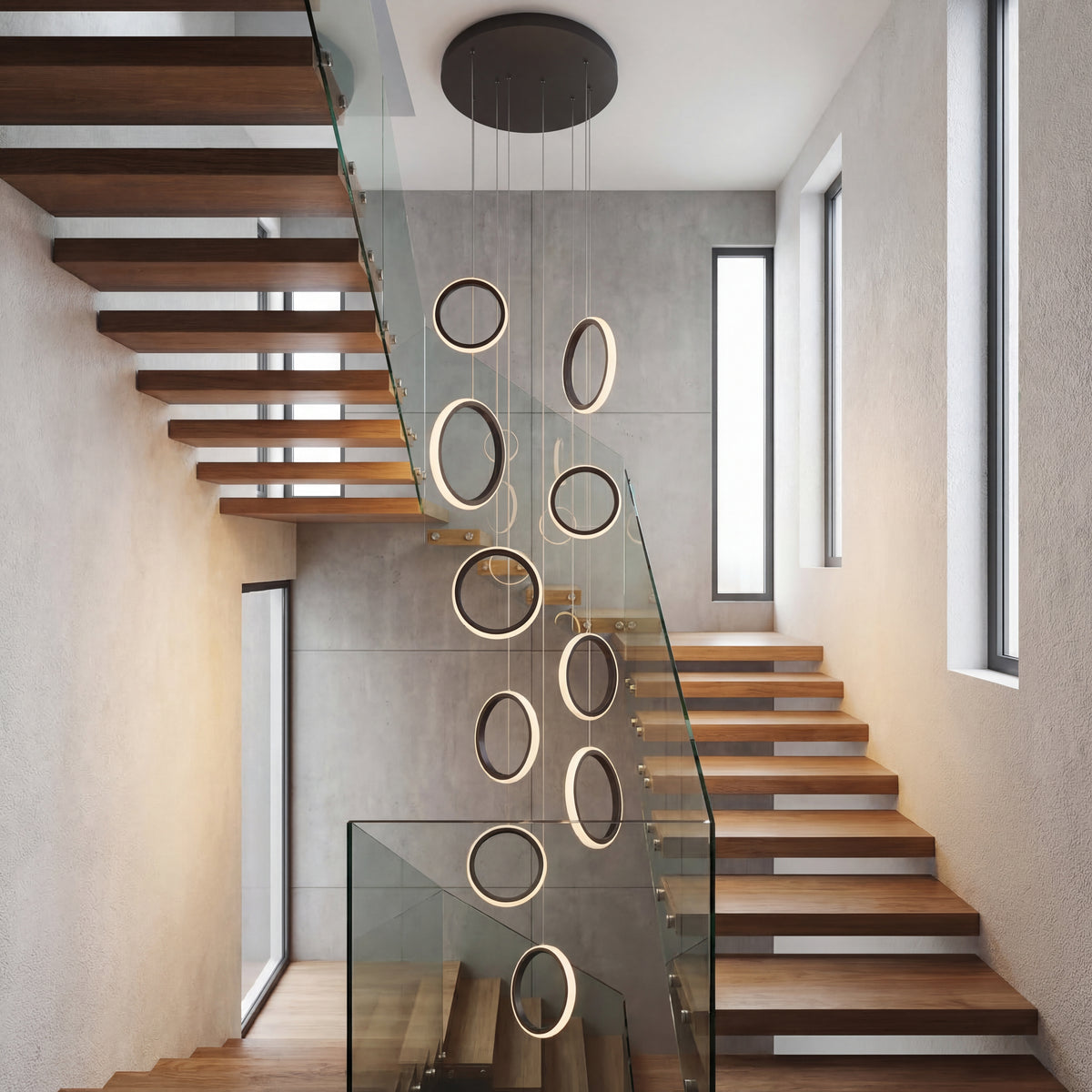 Luxury Chic Circular Pendant Lamp for Staircase