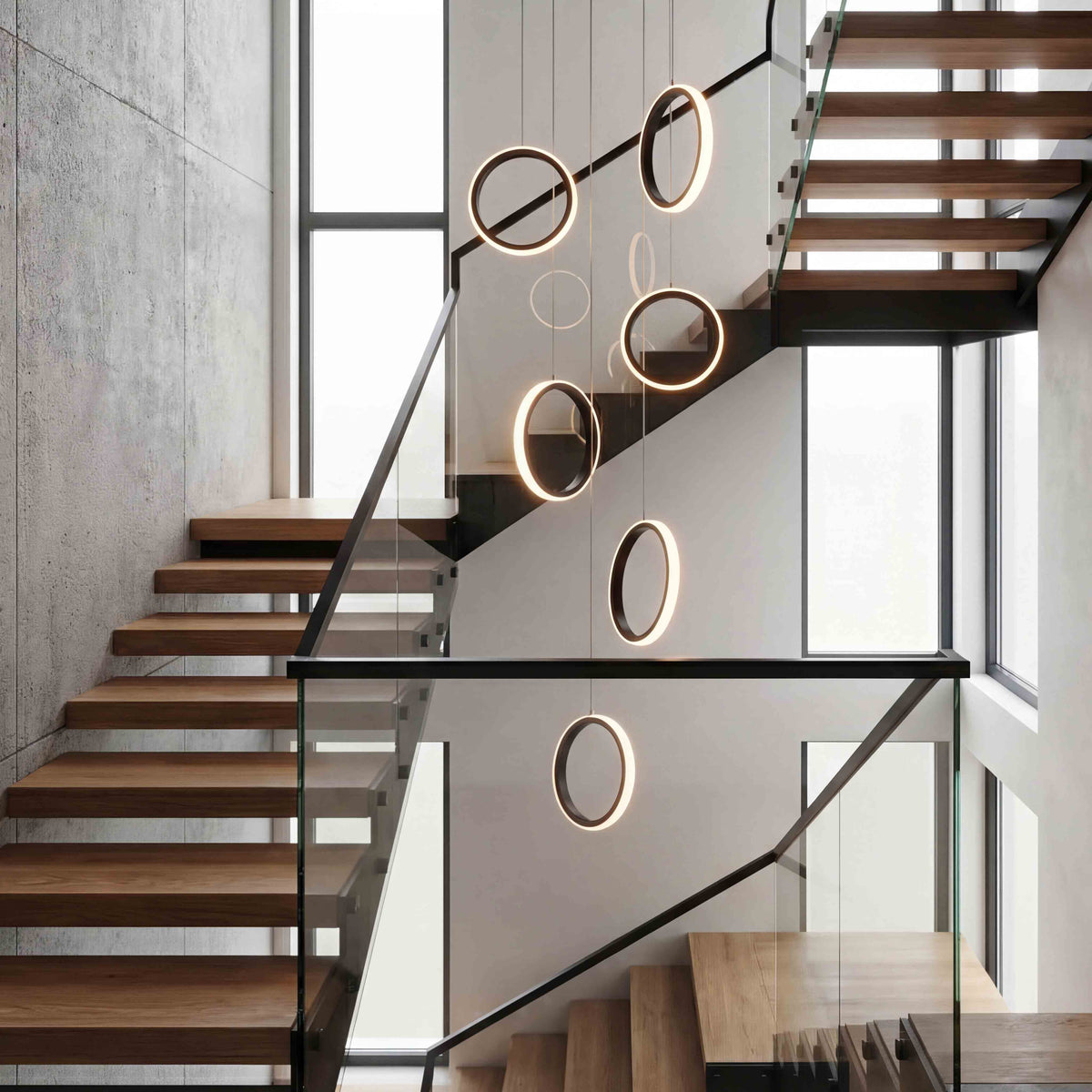 Luxury Chic Circular Pendant Lamp for Staircase