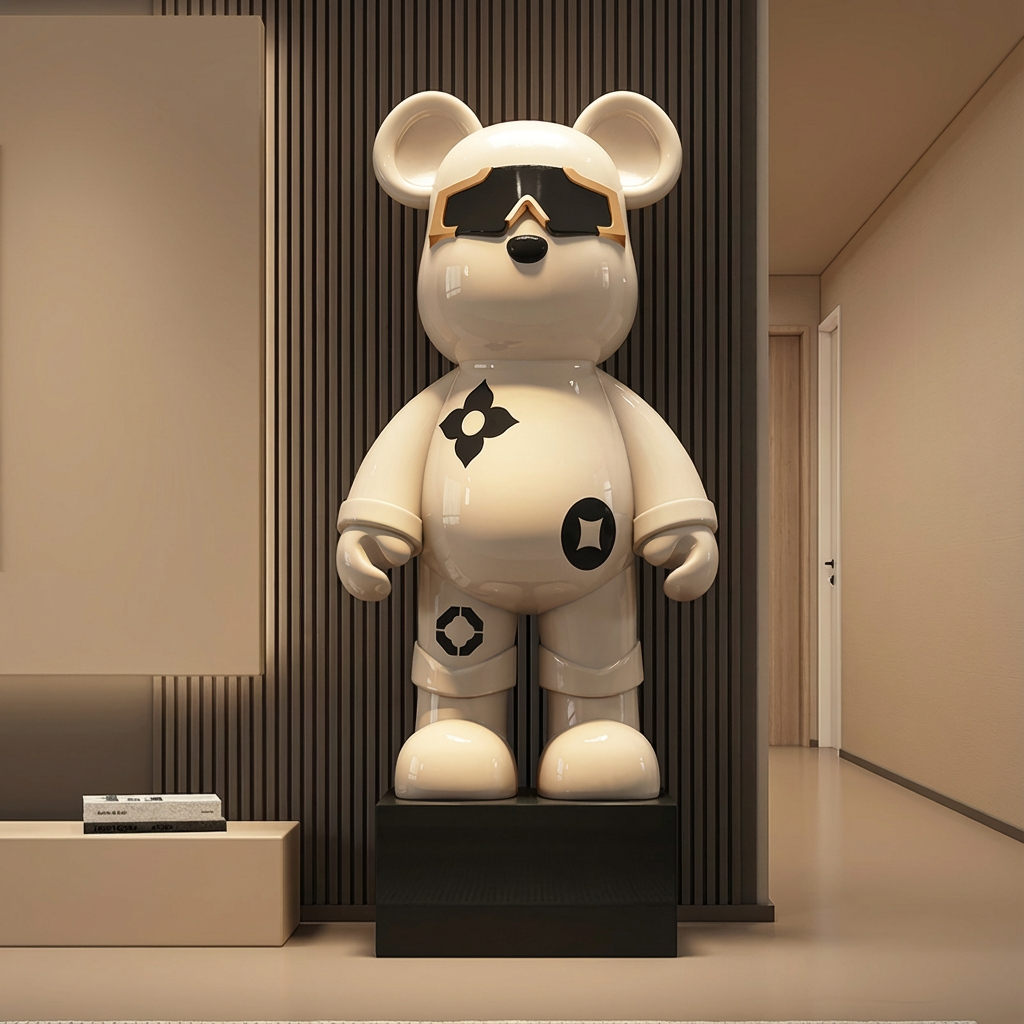 Designer Violent Bear Statue Premium Living Room TV Cabinet Decoration