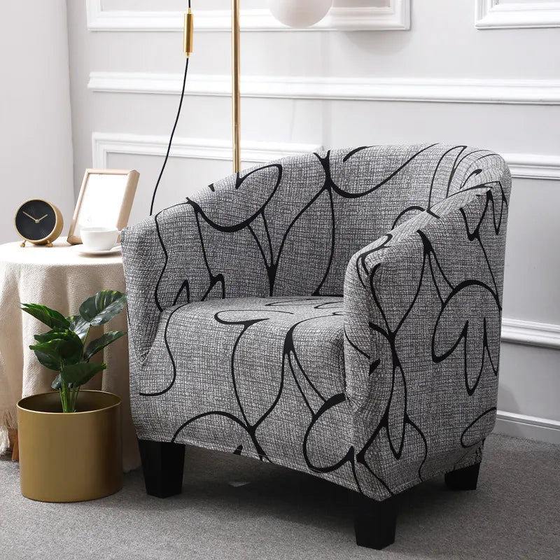 Armchair Slipcover Geometric Printed Small Sofa Covers for Bar Club Chair Cover