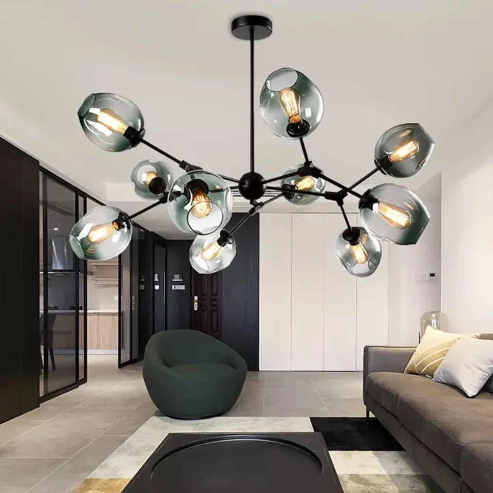 Gold & Black Modern LED Chandelier – Statement Lighting for Your Home