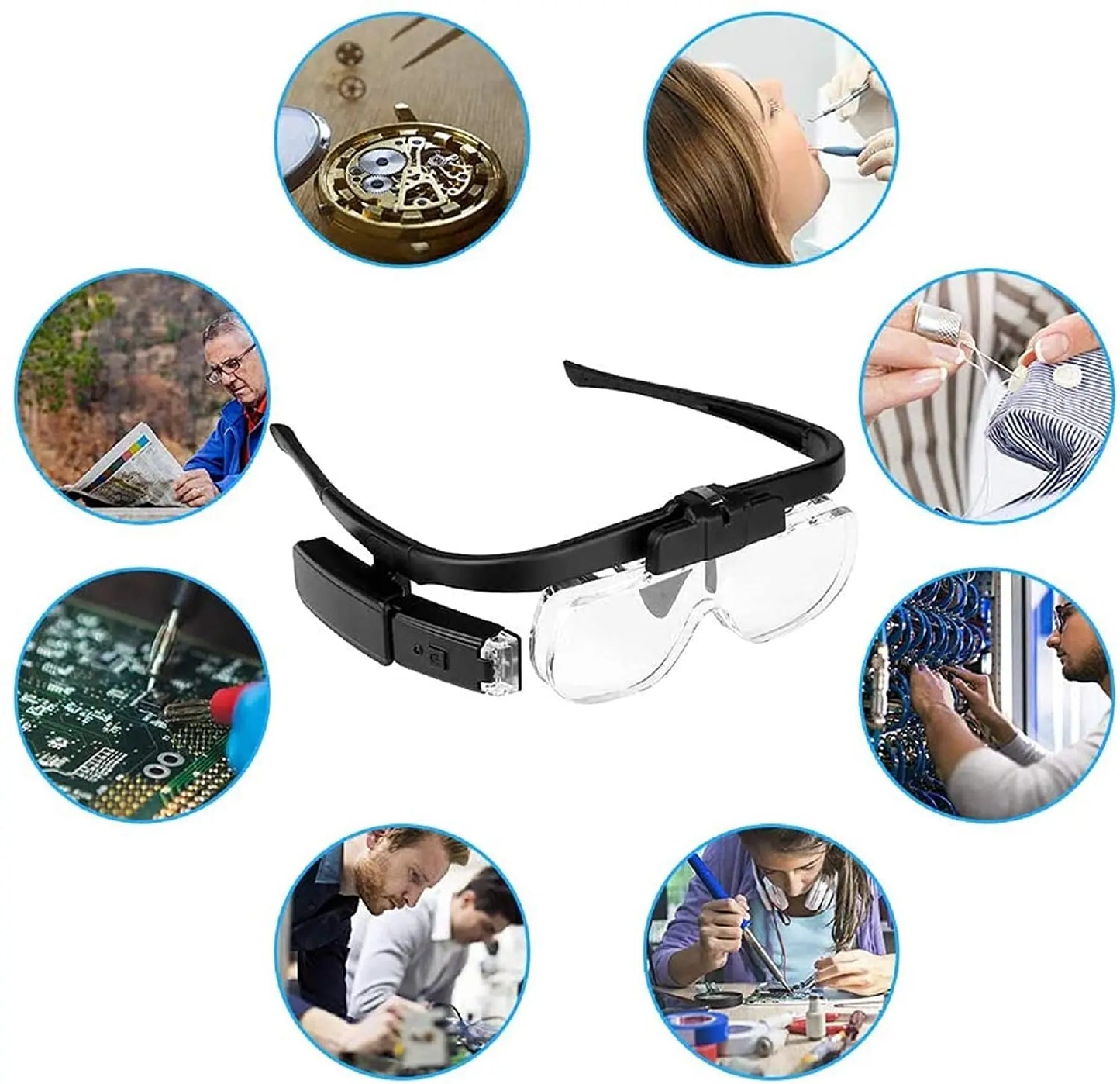 Versatile Magnifying Glasses with LED Light – USB Rechargeable Magnifier (1.5X to 4.5X) for Reading, Jewelry, and Watch Repair