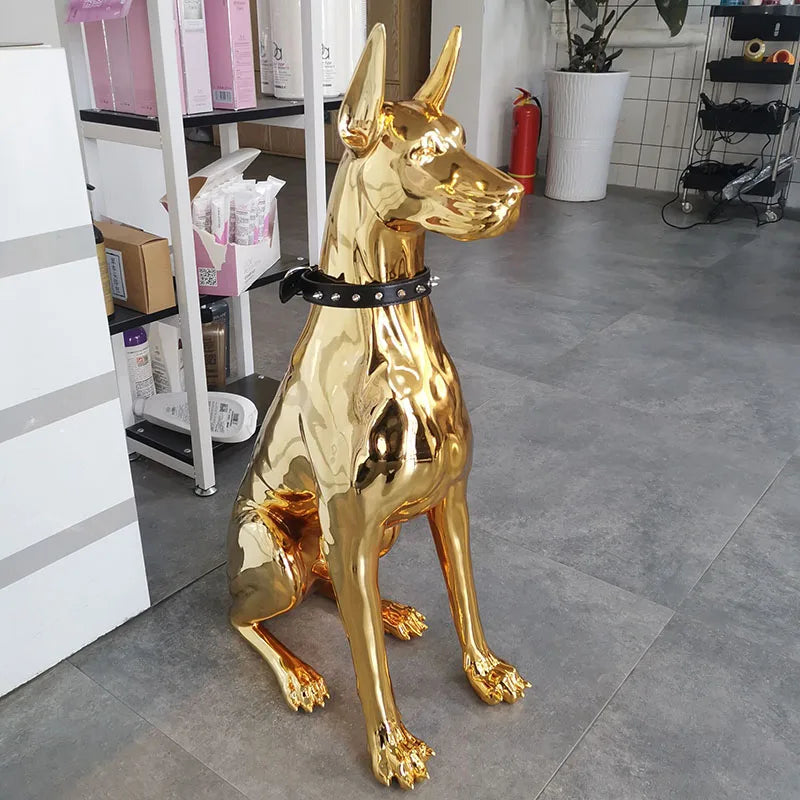 Majestic Doberman Dog Statue: Nordic-Inspired Resin Sculpture for Elegant Home Decor - Stunning Large Ornament for Living Room & Animal Figurine Collection!