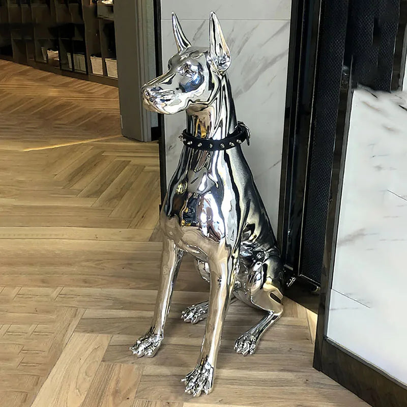 Majestic Doberman Dog Statue: Nordic-Inspired Resin Sculpture for Elegant Home Decor - Stunning Large Ornament for Living Room & Animal Figurine Collection!