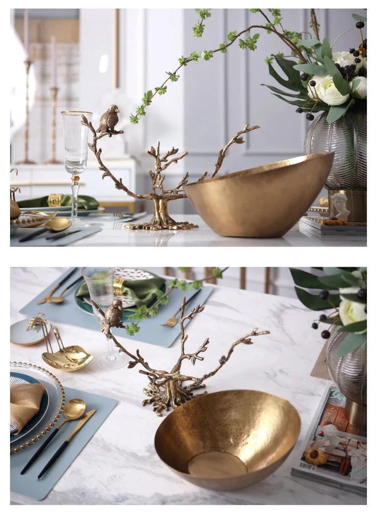 Luxury European Brass Tree Branch Bird Statue