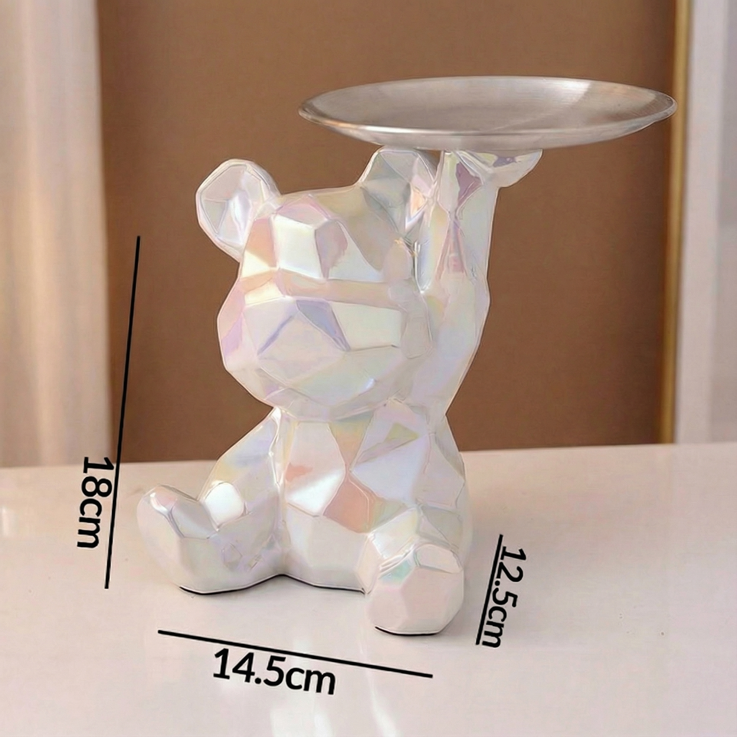 Geometric Bear Tray Statue with Smart Storage Perfect for Living Rooms & Any Space