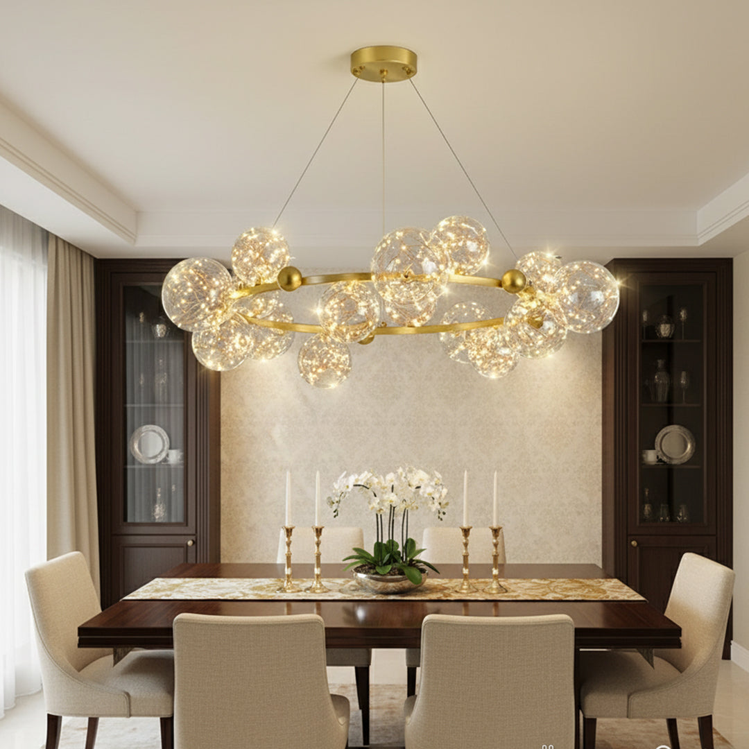 Luxury Gold Circle Chandelier Pendant for Hotels, Villas & Modern Interiors