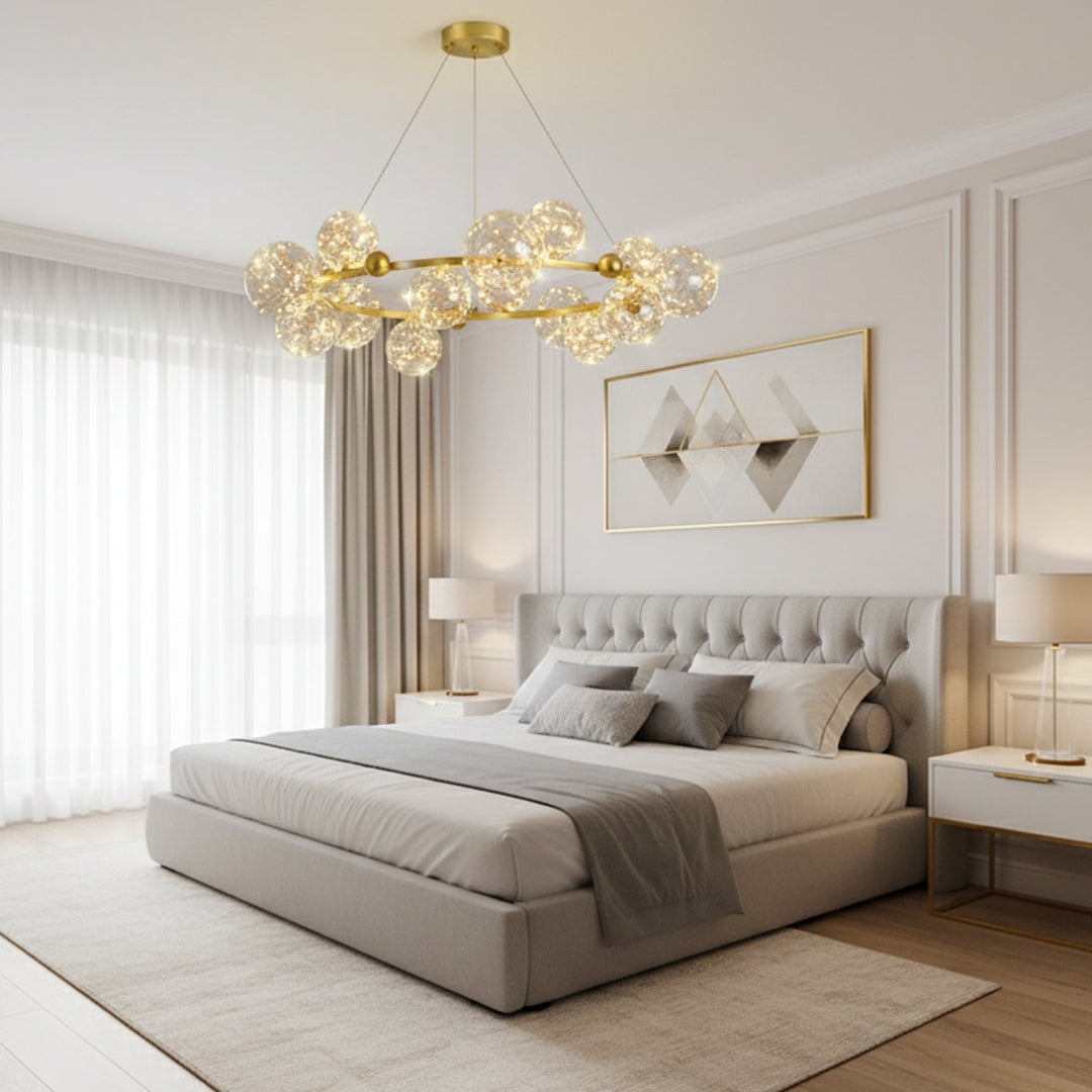 Luxury Gold Circle Chandelier Pendant for Hotels, Villas & Modern Interiors