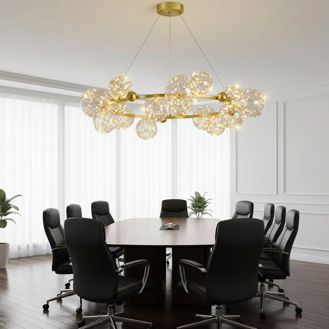 Luxury Gold Circle Chandelier Pendant for Hotels, Villas & Modern Interiors