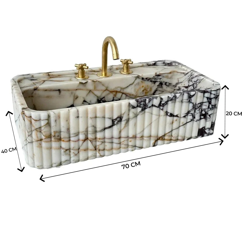 Hand Polished Carrara Marble Square Sink 30mm Thick Vanity Bathroom Basin
