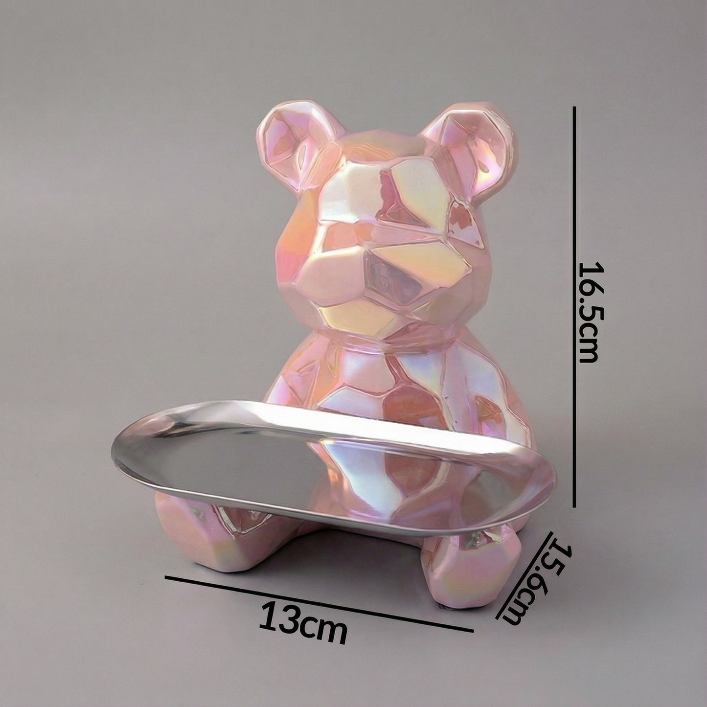 Geometric Bear Tray Statue with Smart Storage Perfect for Living Rooms & Any Space