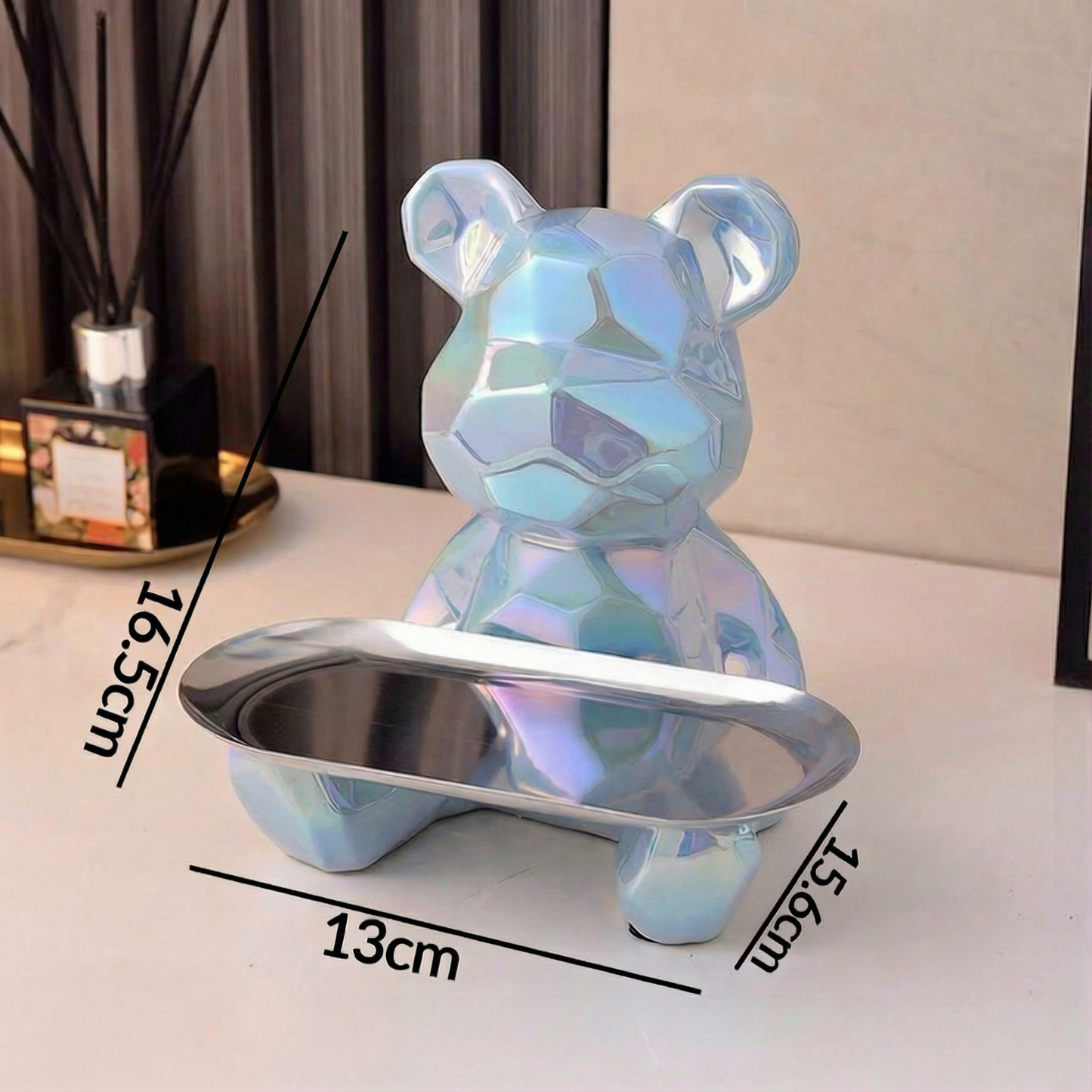 Geometric Bear Tray Statue with Smart Storage Perfect for Living Rooms & Any Space