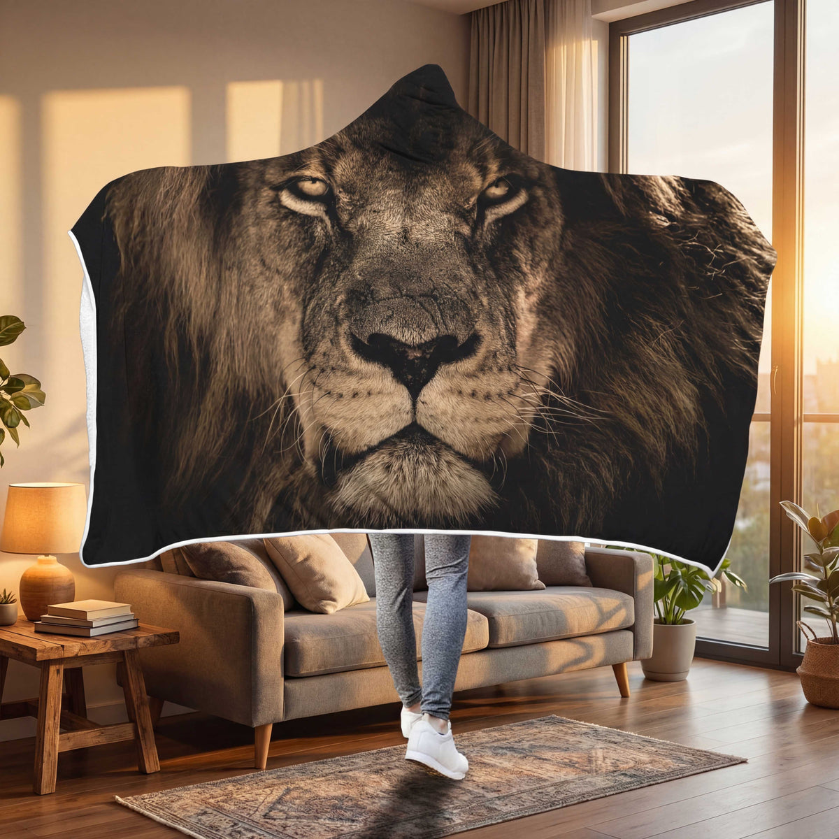 Fearless Lion Hooded Blanket