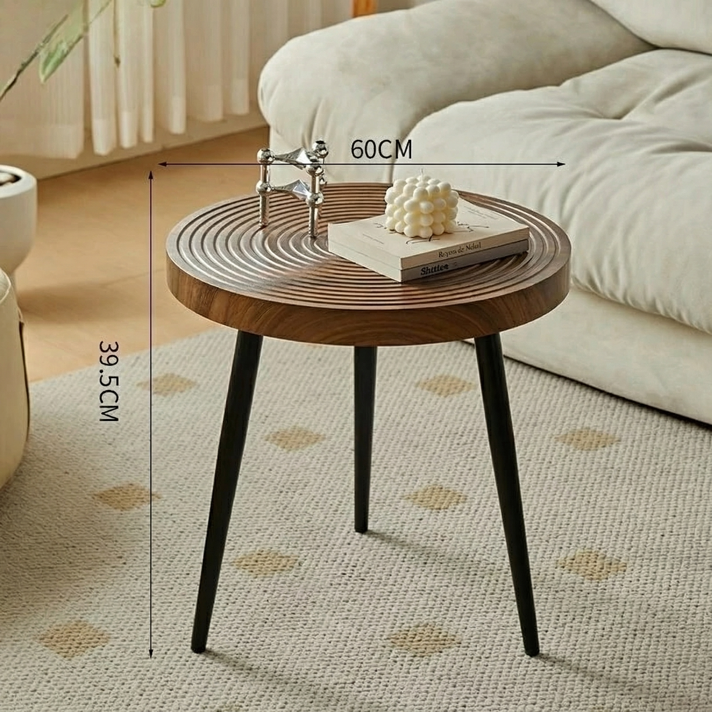 Nordic Japanese Round Wooden Table for Living Rooms