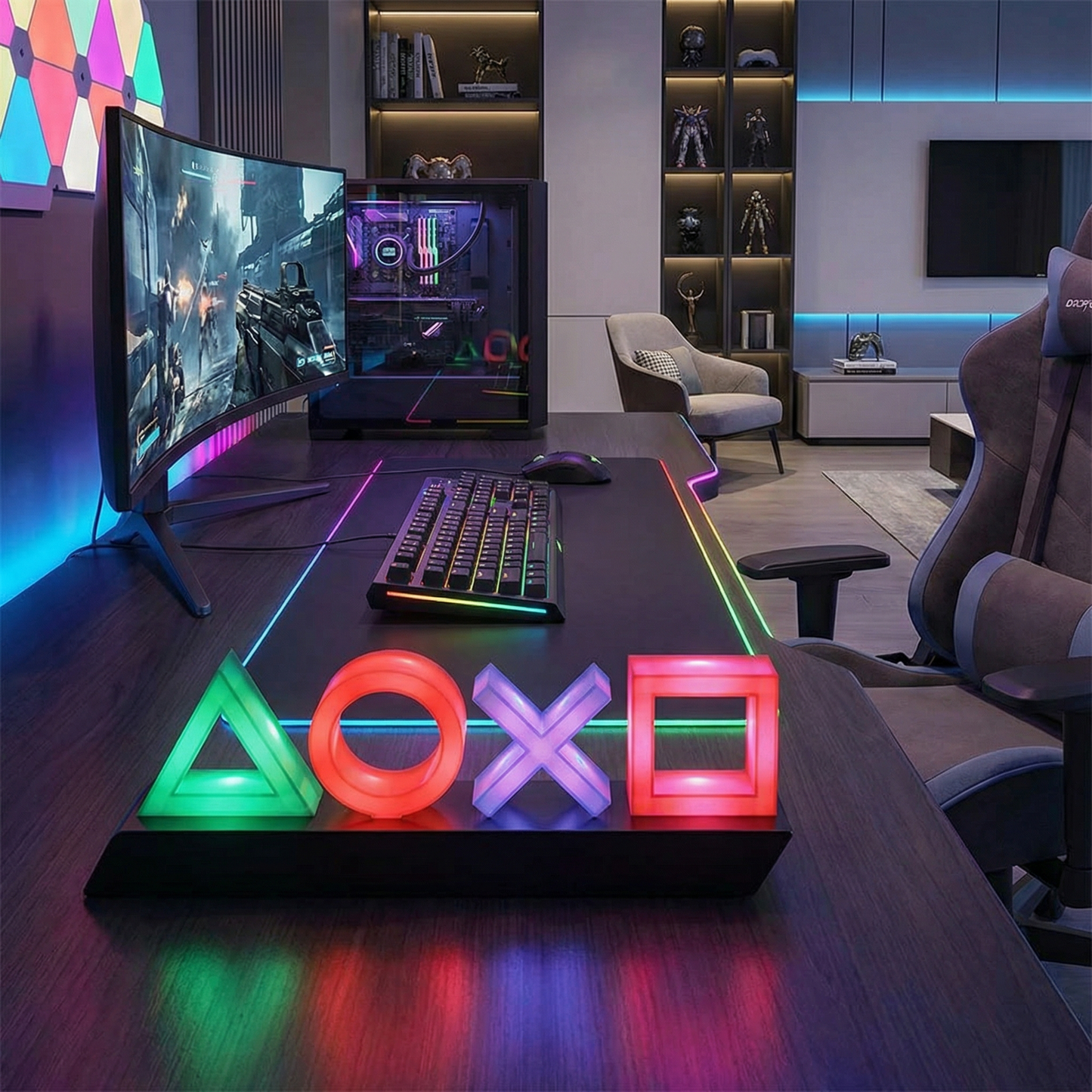 Acrylic Neon Game LED Light USB Powered with Voice Control for Gamers