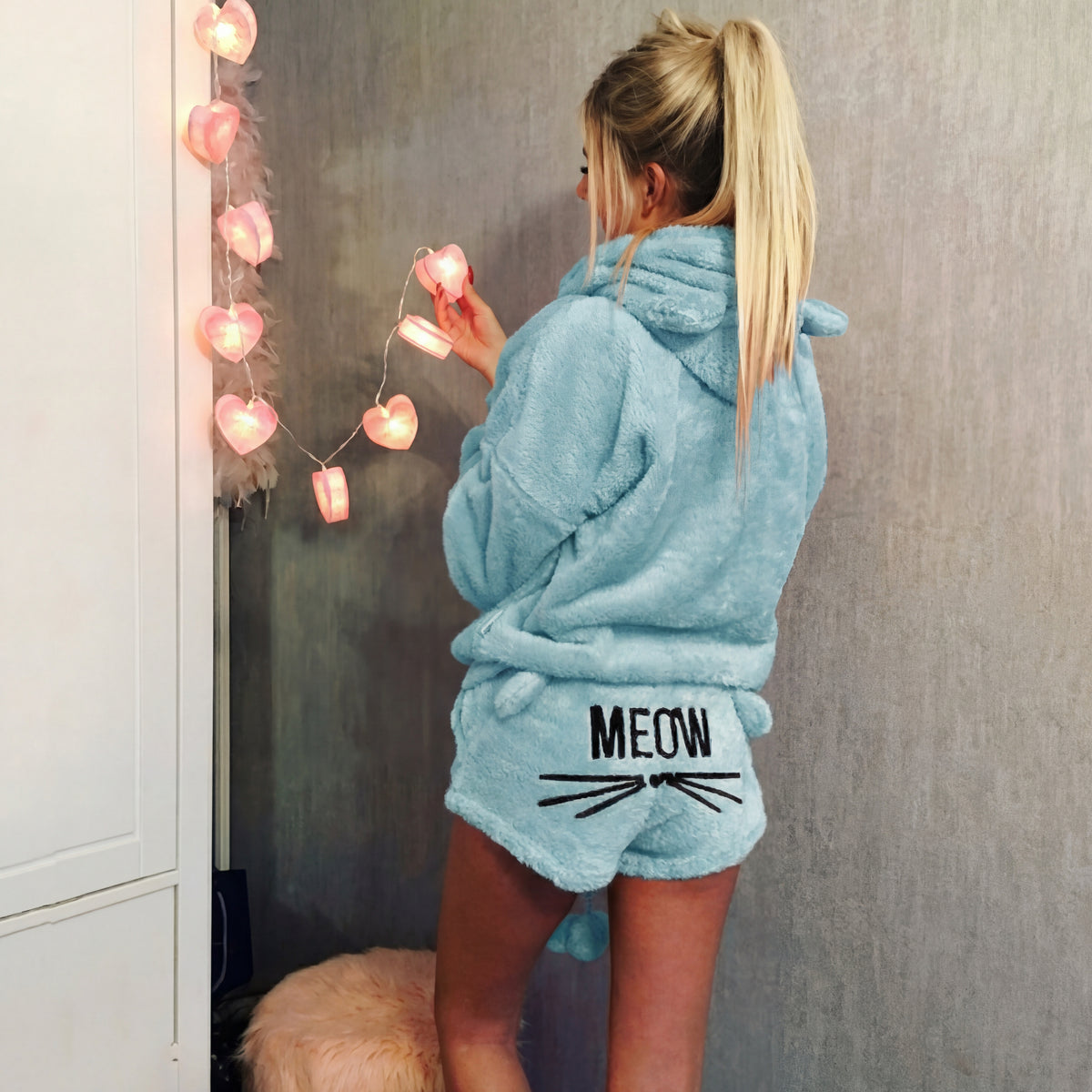 Trendy Meow Two Piece Clothing Set for Casual & Lounge Wear