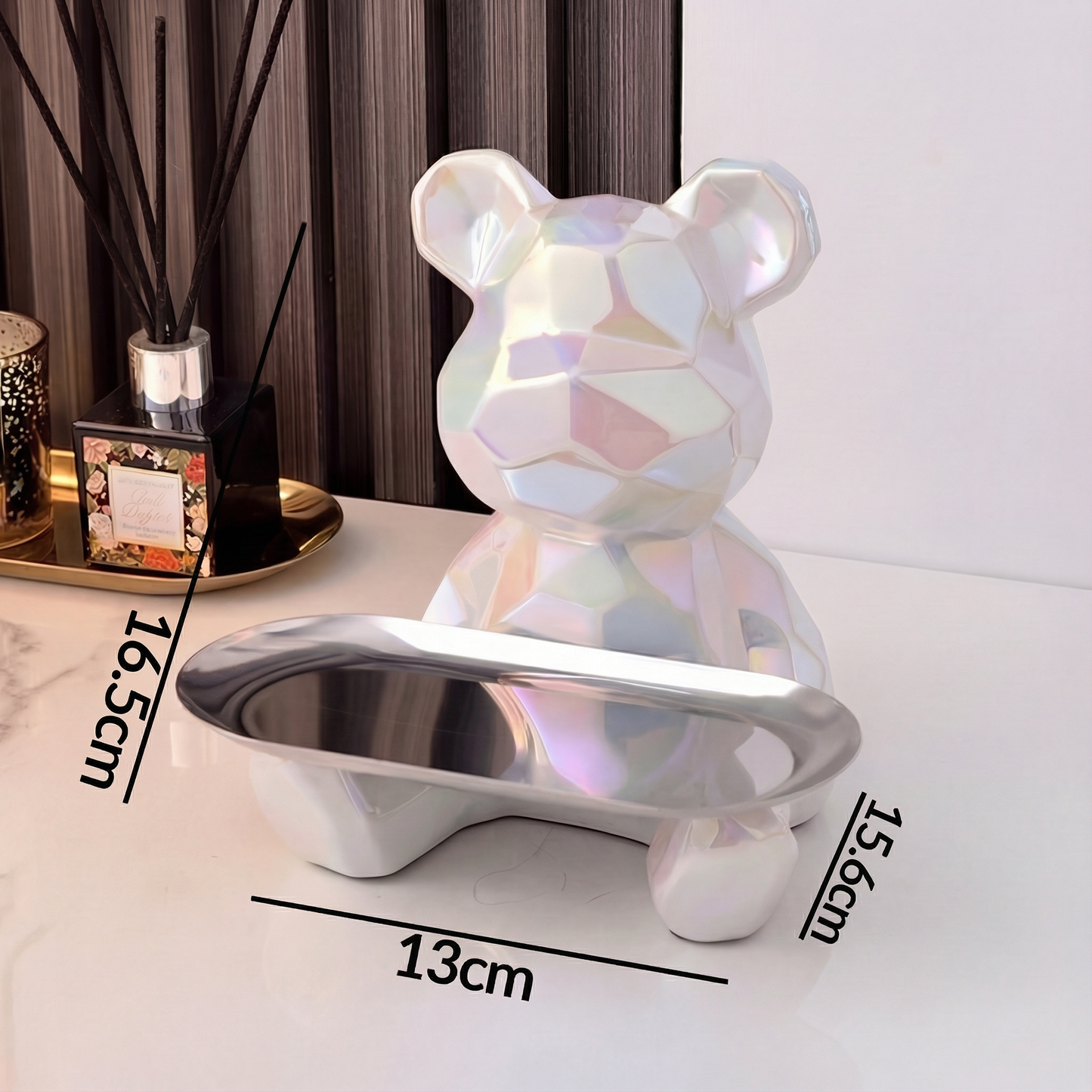 Geometric Bear Tray Statue with Smart Storage Perfect for Living Rooms & Any Space