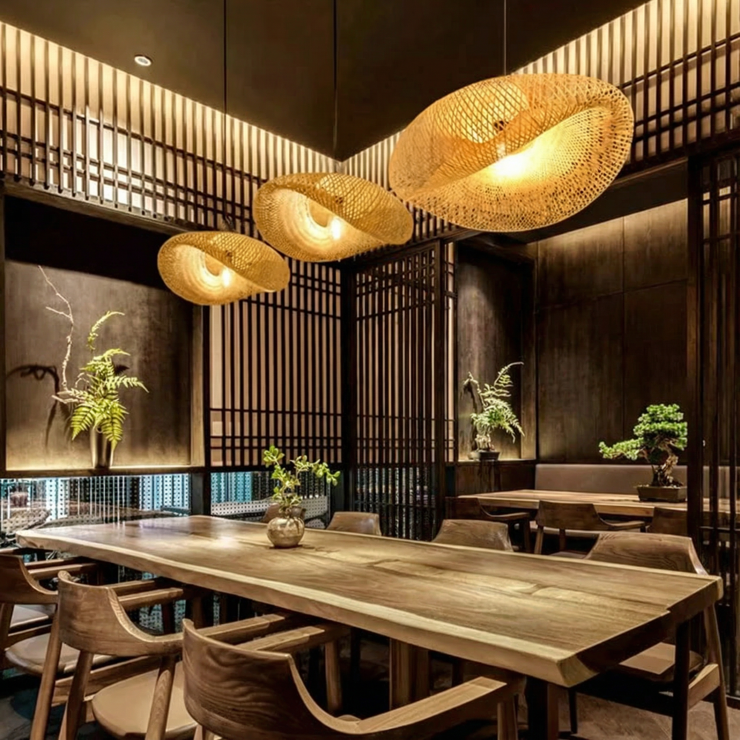 Japanese Style Bamboo Pendant Light for Living Room, Dining & Bedroom