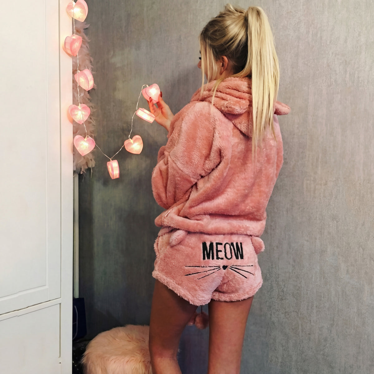 Trendy Meow Two Piece Clothing Set for Casual & Lounge Wear