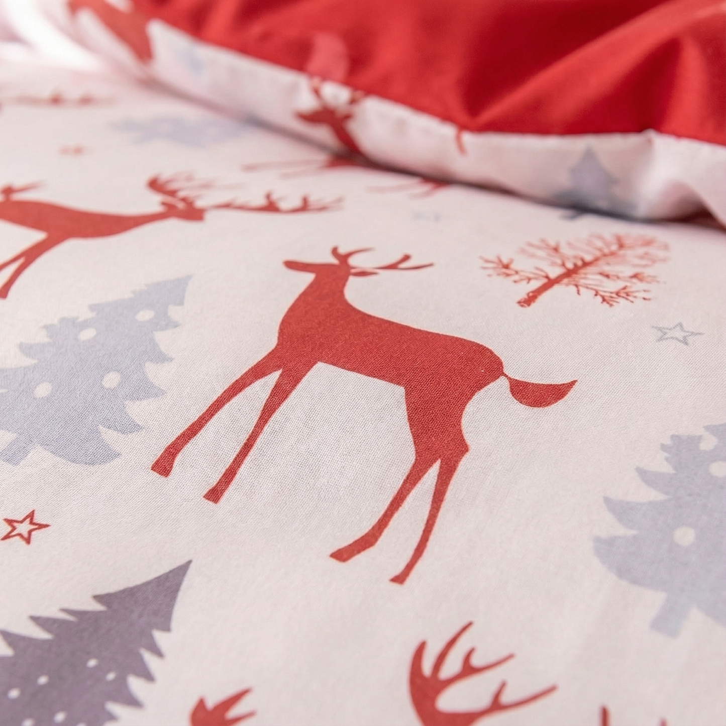 Skin Friendly Christmas Bedding Reindeer & Snowman 3PCS Duvet Cover Set