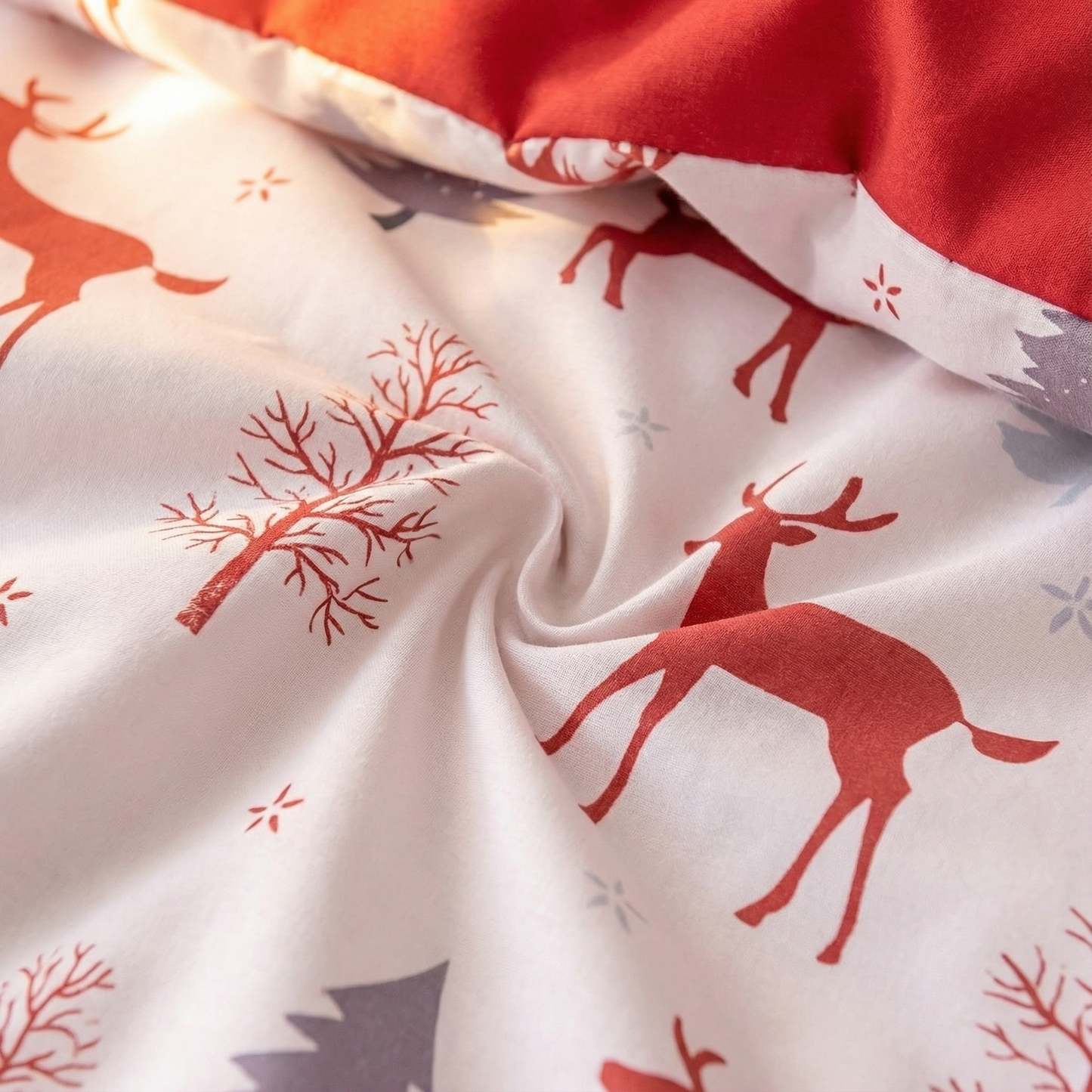 Skin Friendly Christmas Bedding Reindeer & Snowman 3PCS Duvet Cover Set